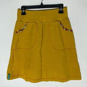 Vintage Porcelingeodk Mustard Yellow Corduroy Knee Length Skirt M